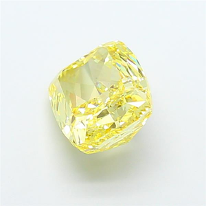 Diamant de laboratoire cultivé de haute qualité, certifié CVD, pour joaillerie fine, pierre précieuse non montée, jaune vif fantaisie, taille coussin, excellente coupe. - Product Image 3