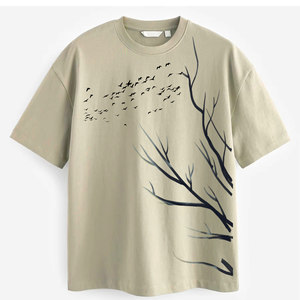 Light Blue Men's T-Shirt Short Sleeve O-Neck Letter Pattern Casual 100% Cotton jersey Fabric Loose Fit Anti-Wrinkle Breathable - Product Image 2