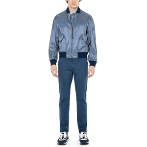 Chaqueta Bomber Azul para Hombre con Cierre de Cremallera y Bolsillos, Ropa Exterior Casual Resistente al Viento, Temporada de Otoño, Corte Regular - Product Image 4