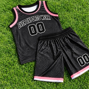 Ensemble de maillot et short de basketball noir avec bordure rose, uniforme de basketball personnalisé avec nom d'équipe et numéro de joueur sur mesure, fabriqué sur commande - Product Image 2