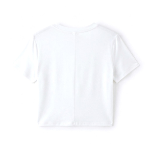 Hauts courts élégants à manches courtes pour femmes, vêtements décontractés tricotés sur mesure, hauts courts tendance pour femmes - Product Image 3