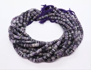 ลูกปัดชารอยต์ทรงเฮชิขนาด 7-8 มม. สีม่วง รูปทรงล้อรถ ลูกปัดพลอยชารอยต์ธรรมชาติ 16 นิ้ว ลูกปัดเฮชิชารอยต์สำหรับเว้นระยะ - Product Image 6