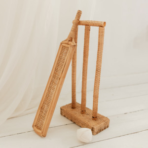 Ensemble de cricket en rotin fait main, jouets éducatifs pour enfants, jouet sportif pour enfants, jeu intérieur/extérieur - Product Image 1