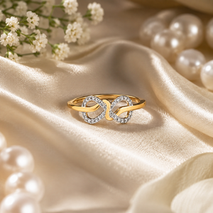 Anillo de Diamantes de Oro Amarillo de 18K, Diamante Natural de 0.15ct, Claridad SI G-H, Diseños Infinitos Entrelazados, Joyería Fina para Regalo |   Anillo de Lujo - Product Image 4