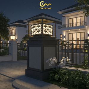 Lámpara de poste para puerta Viet Nam, luz constante, acero/inox, 3500K (blanco cálido), CA 220V (±10%), LED CM Decor, para exteriores/paredes/villas/jardines - Product Image 3