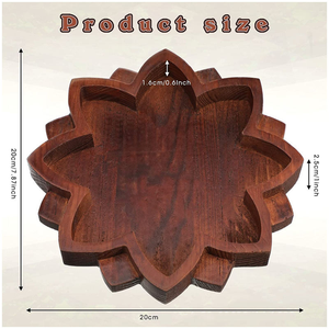 Plateau en bois, boîte de rangement en forme de lotus en pierre de cristal, assiettes en bois, plat de service de cuisine, vaisselle polyvalente en bois - Product Image 2