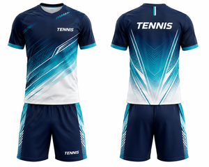 Conjunto de Uniforme de Tenis y Bádminton con Cuello en V de Secado Rápido con Impresión Digital Personalizada, Diseño Propio, Unisex para Adultos, Pantalones Cortos, Faldas, Jersey, Incluye Tallas - Product Image 1