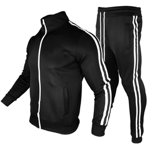 Ensemble de survêtement pour homme à blocs de couleur, manches longues, fermeture éclair, vêtements de sport décontractés, vêtements d'automne, matière en coton respirante, coupe régulière - Product Image 6