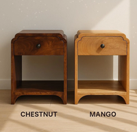 Vente flash - Table de chevet en bois massif de mangue de style antique rustique, artisanat indien avec peintures à la main pour meubles de chambre