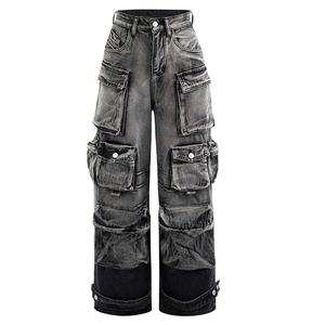 Pantalones de Mezclilla para Hombre, Estilo Workwear, con Múltiples Bolsillos, Duraderos, Casuales, Utilitarios, de Corte Holgado, Estilo Urbano - Product Image 2