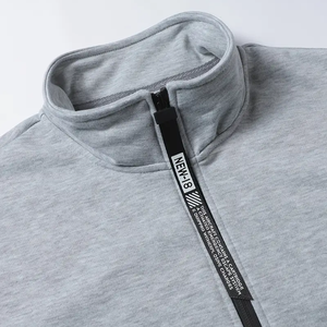 <b>Men's</b> Gray Tracksuit Set Full Sleeve Zipper <b>Jacket</b> Pants Solid Color Casual Autumn Wear Regular Fit Breathable Polyester Cotton - Product Image 3