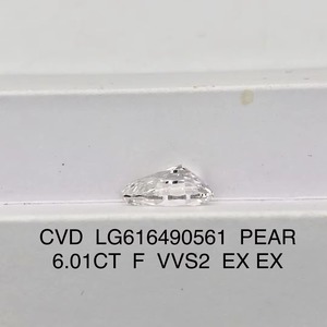 Diamant CVD de laboratoire taille poire, 6,01 carats, couleur E, pureté F VVS2, certifié IGI pour la joaillerie - Product Image 3