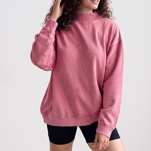 Soft Loose Oversized Women <b>Mock</b> <b>Neck</b> Sweatshirt Casual Daily Street <b>Tops</b> Customized Logo Printing - Product Image 1