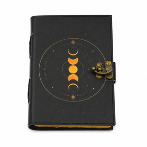 New Era Leather Hardcover <b>Diary</b> Moon Phase Design UV Print Thread Sewing Binding Gift Notebook Journal Vintage Deckle Paper - Product Image 2