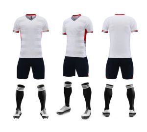 Maillot de football sublimé pour homme, bleu marine rayé, col en V, manches courtes, anti-humidité, séchage rapide, uniforme de football personnalisé pour équipe - Product Image 3