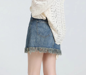 Faldas Vaqueras en Tonos Claros con Detalle Moderno en el Dobladillo, Transpirables, Cómodas, Versátiles, Esenciales para el Armario, Cintura Ajustada para Otoño - Product Image 6