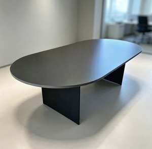 AY Oval Conference Table MDF <b>Top</b> Metal Legs Minimalist Design Stable Office Furniture Commercial Use 6 Seater - Product Image 1