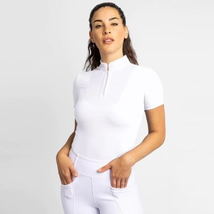 Camisetas Ecuestres Negras para Mujer con Etiqueta Personalizada, Ligeras, de Secado Rápido, con Cierre de Cremallera, Transpirables, 100% Malla - Product Image 6