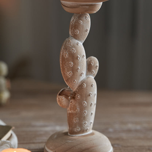 Portavelas de Madera Pulida Estilo Rústico - Ecológicos, Elegantes y Naturales para Navidad, Uso Diario y Ocasiones Especiales MULTI CRAFT - Product Image 3