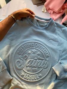 เสื้อสเวตเชิ้ตคอกลมผู้ชาย ปักลายนูน 3 มิติ ทรงโอเวอร์ไซส์ พิมพ์ลายโลโก้ตามสั่ง น้ำหนัก 240 กรัม - Product Image 4