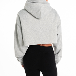 High Quality Custom Women's Embroidered Oversized Fleece Crop <b>Top</b> Hoodie Hip Hop Style Streetwear Winter - Product Image 2