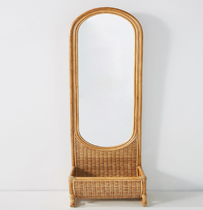 Wavy vintage wooden full length <b>mirror</b> with intricate handpainted floral border, available at wholesale price. - Product Image 4