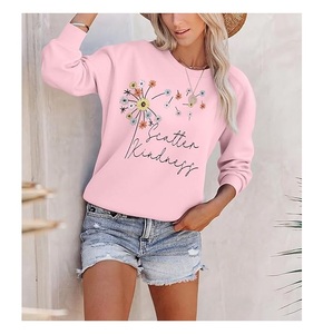 Wholesale Price Luxury Long Sleeve Neck Shoulder Slope Printed Comfortable Casual Women's Cotton Sweatshirt Winter Custom Print - Product Image 4