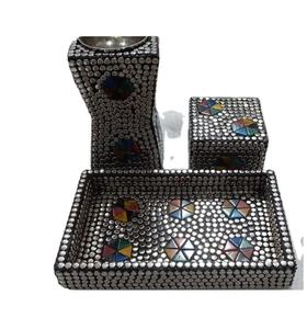 Handcrafted Stylish Wood Metal Bakhoor burner Set Trendy Mabkhara For Ramadan Eid Festive Luxury Mubkhar Set For Home Decor - Product Image 5