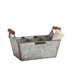 Porte-ustensiles en métal galvanisé style ferme avec poignée en bois, support pour couverts pour l'organisation du comptoir de cuisine, en promotion - Product Image 6