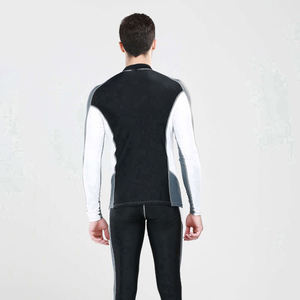 Maillot de bain à manches longues pour homme, à blocs de couleur, à séchage rapide, en spandex et polyester, haut de sport pour adulte à manches longues - Product Image 3