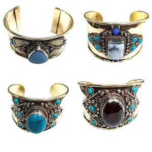 À la mode Argent Plaqué Indien Bracelets En Gros Costume Affichage Bijoux Ensemble Pierre et Laiton Bracelets - Product Image 1