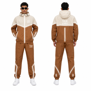 Survêtement coupe-vent réfléchissant à capuche pour homme, ensemble de course deux pièces en coton avec logo personnalisé, collection printemps, directement de l'usine, vêtements de sport athlétiques - Product Image 3