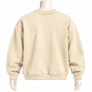 Sweat-shirt à col rond pour homme, coupe ample, à manches longues, avec bordure personnalisée et effet vieilli, style streetwear décontracté et mode sportive - Product Image 2