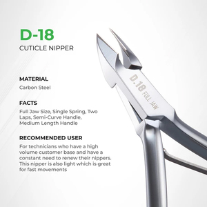 D-18 (à mâchoires pleines) Pince à cuticules en acier inoxydable poli miroir, à double tranchant, à ressort unique - Product Image 2