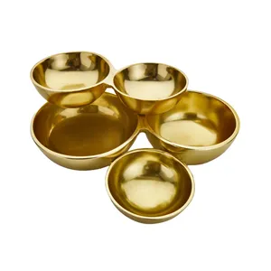 Modern Gold Metal <b>Serving</b> Bowls Round Polished Durable Dishware <b>Set</b> for Party Decor safe - Product Image 3