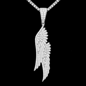 Gold Plated Moissanite Wing Pendant 925 Silver Iced Out <b>Angel</b> <b>Charm</b> Necklace for Party Gift - Product Image 2