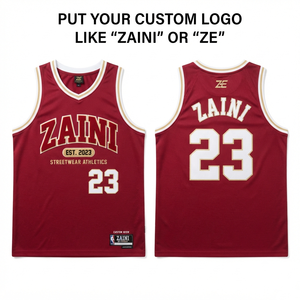 Maillot de basket-ball pour hommes 180 GSM en maille polyester premium marron et blanc, personnalisable par sublimation, transfert thermique, broderie, étiquette tissée - Product Image 1