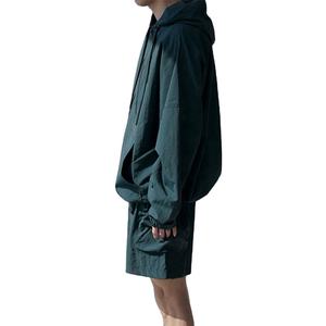 Veste coupe-vent légère imperméable en polyester avec capuche, survêtement en nylon surdimensionné, short taille plus, ensemble d'automne - Product Image 6