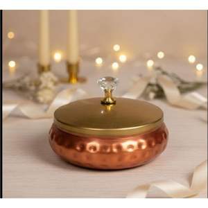 Recipiente de Almacenamiento de Metal Martillado Estilo Nórdico, Cobre/Latón Antiguo, Recipiente para Frutos Secos con Tapa, Contenedor Premium para Almacenamiento de Alimentos en la Cocina - Product Image 2