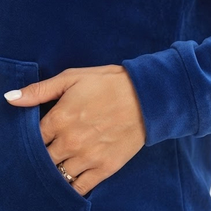 Sweat-shirt à capuche en velours bleu, coupe classique, unisexe, décontracté, pour l'automne - Product Image 3