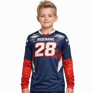Jersey de Motocross MX Personalizado con Impresión Digital para Hombre, Manga Larga, Spandex/Poliéster, Secado Rápido y Transpirable, Servicio OEM - Product Image 1