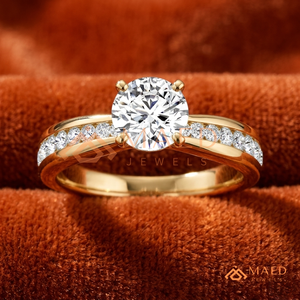 Anillo de Moissanita de Corte Redondo, Anillo de Compromiso de Oro para Mujer, Joyería de Aniversario, Regalo, Estilo de Moda Estadounidense, Diseños Elegantes - Product Image 1