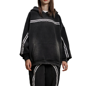 เสื้อฮู้ดดี้ผู้ชายคุณภาพสูง ปักลายเรียบๆ ทรงโอเวอร์ไซส์ ทรงบ็อกซี่  แบบสวมหัว  ไหล่ตก  ผ้าหนา น้ำหนักมาก  รับสั่งทำได้ - Product Image 3