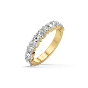 Women's Yellow Gold Eternity Band Ring With Emerald Cut Diamond Prong Setting Classic Style - Product Image 1