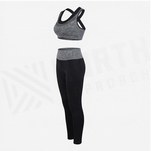 Conjunto de Yoga de 2 Piezas, Leggings de Cintura Alta, Sujetador Deportivo con Tirantes Cruzados, Ropa Deportiva Transpirable sin Costuras de Color Sólido - Product Image 3