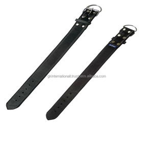 Gran oferta, collar de perro De cuero resistente de 2 pulgadas en cuero negro Premium con doble costura blanca y hebilla de rodillo de un solo pin - Product Image 3