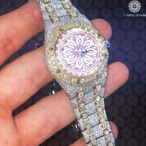 Montre de luxe pour femme Charm, or rose, lunette sertie de diamants, mouvement à quartz analogique, boîtier rond de 38 mm, bracelet en acier inoxydable - Product Image 6