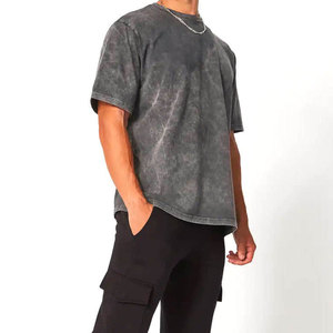 เสื้อยืดโอเวอร์ไซส์ทรงบ็อกซี่ฟิต ล้างสีแบบแอซิดวอช สำหรับผู้ชาย สตรีทแวร์ ผ้าหนา คุณภาพส่งออก ขายส่ง - Product Image 1