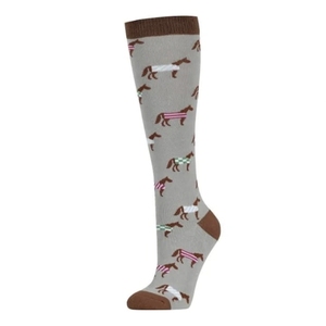 Women's <b>Knee</b> <b>High</b> Riding <b>Socks</b> With Horse Pattern Navy Red White Blue Equestrian <b>Socks</b> Regular Fit - Product Image 2