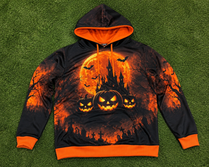 Nueva Sudadera con Capucha 3D con Estampado de Castillo de Calabazas de Halloween y Luna, Sudadera con Capucha de Poliéster Unisex Personalizada por Sublimación para Hombre y Mujer - Product Image 6